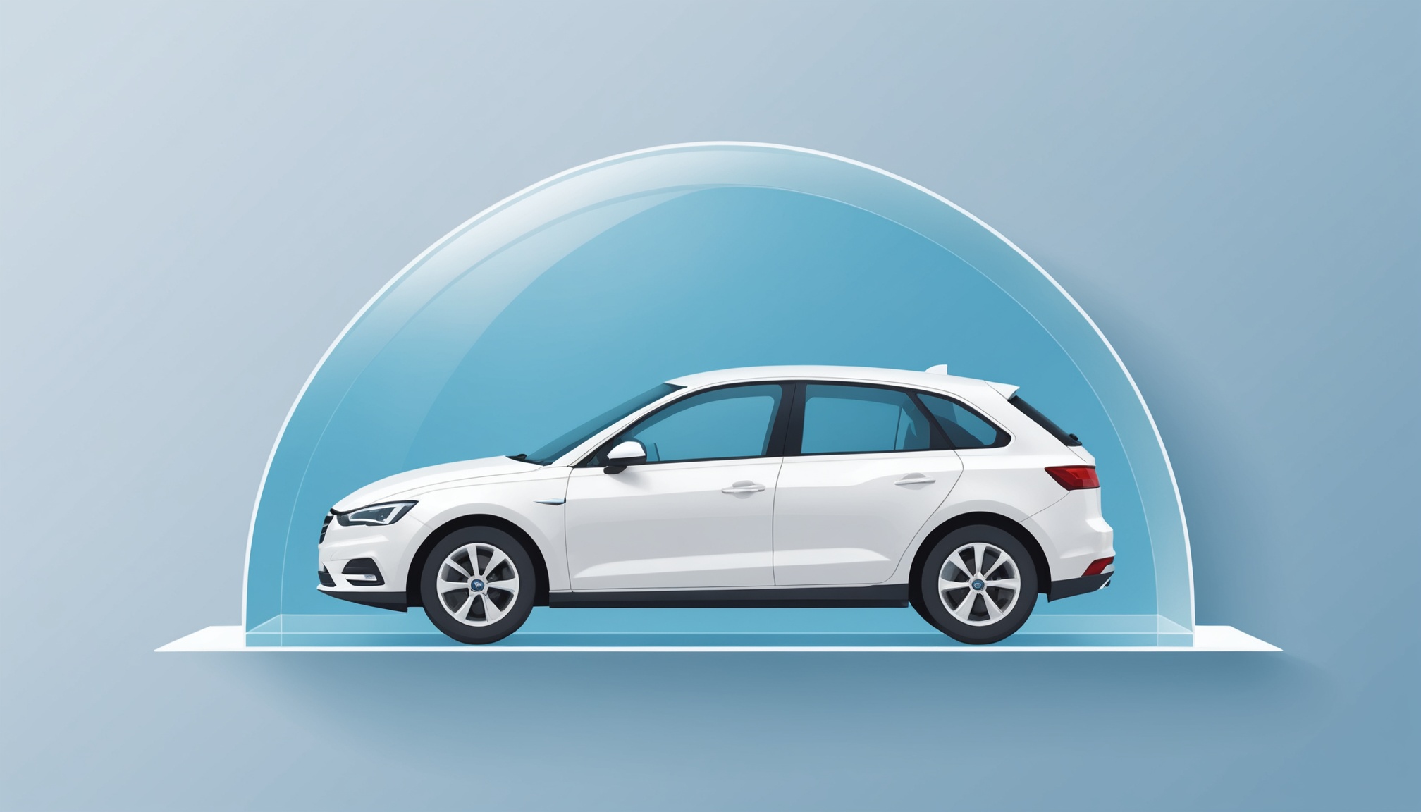 Illustration générée par IA d'une voiture protégée symbolisant l'assurance auto, ne représente pas un modèle réel